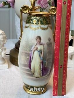 Royal Vienna Hand-Painted Porcelain Portrait Vase Very Beautiful