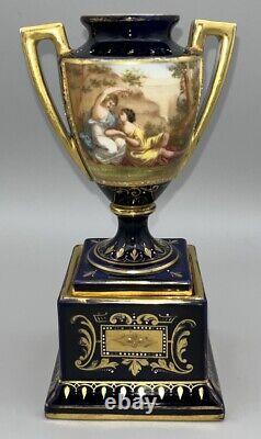 Royal Vienna Porcelain Antique Urn Signed Hand Painted 19th Century 18cm tall