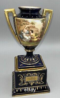 Royal Vienna Porcelain Antique Urn Signed Hand Painted 19th Century 18cm tall