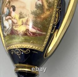 Royal Vienna Porcelain Antique Urn Signed Hand Painted 19th Century 18cm tall