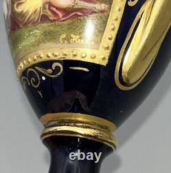 Royal Vienna Porcelain Antique Urn Signed Hand Painted 19th Century 18cm tall