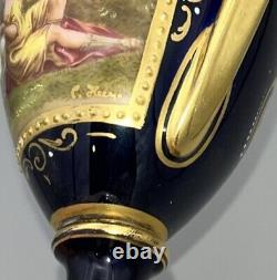 Royal Vienna Porcelain Antique Urn Signed Hand Painted 19th Century 18cm tall