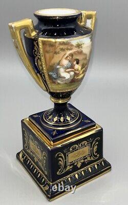 Royal Vienna Porcelain Antique Urn Signed Hand Painted 19th Century 18cm tall