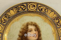 Royal Vienna Porcelain Portrait Cabinet Plate 100% Hand Painted Signed Wagner