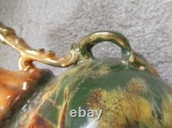 Royal Windsor Ware Urn Antique Hand Painted Stork Green Gold Brown 17 tall