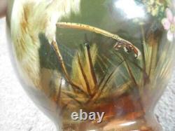 Royal Windsor Ware Urn Antique Hand Painted Stork Green Gold Brown 17 tall