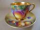 Royal Worcester Coffee Can & Saucer Hand Painted Fruit By C. Bowen