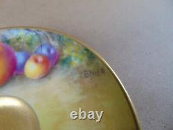 Royal Worcester Coffee Can & Saucer Hand Painted Fruit By C. Bowen