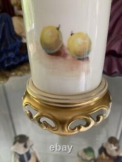 Royal Worcester Hand Painted Porcelain Fruit Vase Signed By Cook