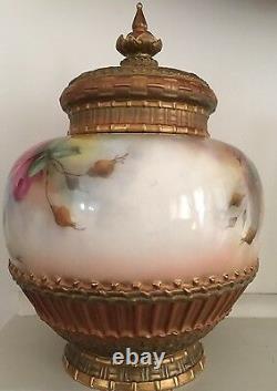 Royal Worcester Hand Painted Pot Pourri with Roses Signed