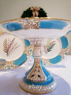 Royal Worcester Porcelain Hand-Painted Botanical 8 Piece Dessert Service 1880