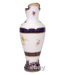 Royal Worcester Porcelain Jug Hand Painted Flowers Cobalt Blue Circa 1892