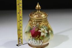 Royal Worcester Pot Pourri vase, hand painted Hadley Rose c. 1913