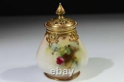 Royal Worcester Pot Pourri vase, hand painted Hadley Rose c. 1913