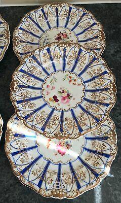 SET of 8 antique COALPORT handpainted FLOWERS floral sprays porcelain PLATE 775