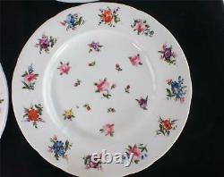 SET of SIX HAND PAINTED ANTIQUE ENGLISH PORCELAIN DINNER PLATES FLORAL SPRAYS