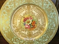 STUNNING ROYAL WORCESTER hand painted SIGNED GILT/FLORAL ASPREYS CABINET PLATE A