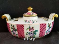 Samson Paris French Porcelain Inkwell Hand Painted Gilt Boat Shaped c. 1900