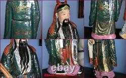 Set of 3 Chinese Republic Famille Rose Porcelain Statues Sanxing Fu Lu Shou