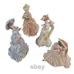 Set of 4 Hand Painted Wedgwood Four Seasons Figurines Designed By Shirley Curzon