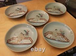 Set of 5 Chinese Hand painted Erotic Porcelain Plates 19th Century Canton