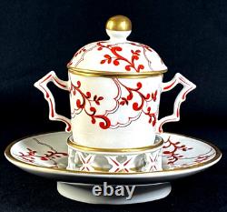 Sevres France Hand Painted Mustard Condiment Porcelain Jar & Plate Antique