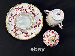 Sevres France Hand Painted Mustard Condiment Porcelain Jar & Plate Antique