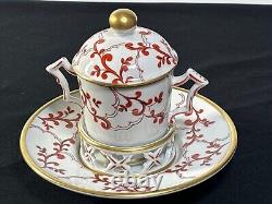 Sevres France Hand Painted Mustard Condiment Porcelain Jar & Plate Antique