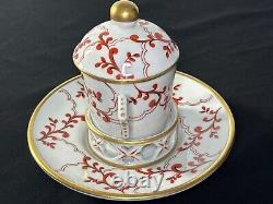 Sevres France Hand Painted Mustard Condiment Porcelain Jar & Plate Antique