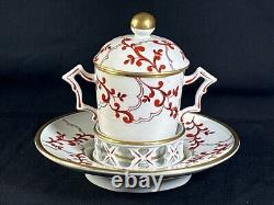 Sevres France Hand Painted Mustard Condiment Porcelain Jar & Plate Antique