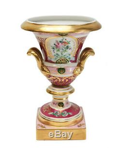 Sevres France Hand Painted Porcelain Double Handled Campana Form Vase, c1930