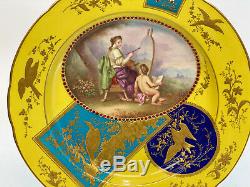 Sevres France Hand Painted Porcelain Jewel Encrusted Cabinet Plate, 19th Century