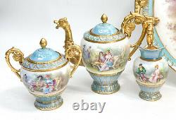 Sevres France Hand Painted Porcelain Tea or Coffee Tete-a-Tete Service c. 1900