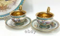 Sevres France Hand Painted Porcelain Tea or Coffee Tete-a-Tete Service c. 1900