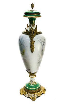 Sevres France Porcelain Hand Painted Decorative Urn, Late 19th Century
