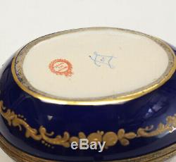 Sevres Hand Painted Porcelain Egg Form Box, 19th Century. Courting Scenes