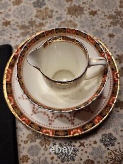 Sevres Imari Pattern Tea Set, Hand Painted Flowers, Raised Gold C. 1850 Very Rare