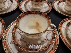 Sevres Imari Pattern Tea Set, Hand Painted Flowers, Raised Gold C. 1850 Very Rare