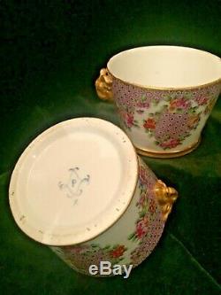Sevres Matched Pair of Porcelain Hand-Painted Jardiniere or Cache Pots