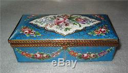 Sevres Porcelain Box Gilded Bronze Ormolu Hand Painted Flowers 1850's