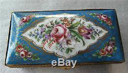 Sevres Porcelain Box Gilded Bronze Ormolu Hand Painted Flowers 1850's
