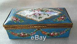 Sevres Porcelain Box Gilded Bronze Ormolu Hand Painted Flowers 1850's