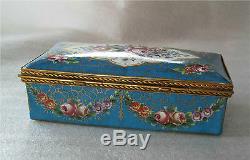 Sevres Porcelain Box Gilded Bronze Ormolu Hand Painted Flowers 1850's