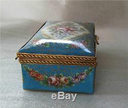 Sevres Porcelain Box Gilded Bronze Ormolu Hand Painted Flowers 1850's