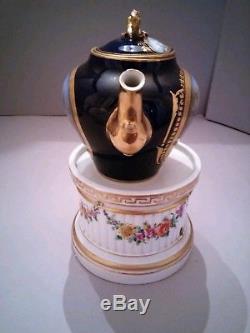 Sevres Porcelain Hand Painted Cobalt Teapot
