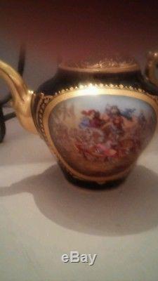 Sevres Porcelain Hand Painted Cobalt Teapot