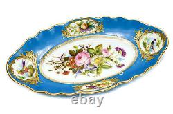 Sevres Style Hand Painted Porcelain Oval Dish, 19th Century