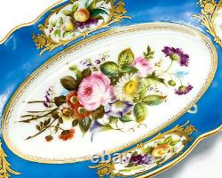 Sevres Style Hand Painted Porcelain Oval Dish, 19th Century