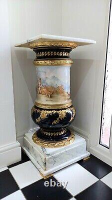 Sevres Style Porcelain & Marble Hand Painted P. Pecchioli Pedestal