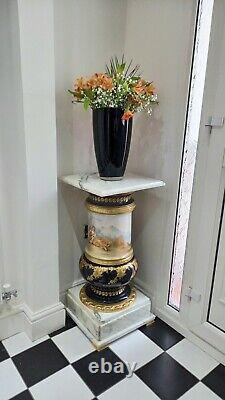 Sevres Style Porcelain & Marble Hand Painted P. Pecchioli Pedestal